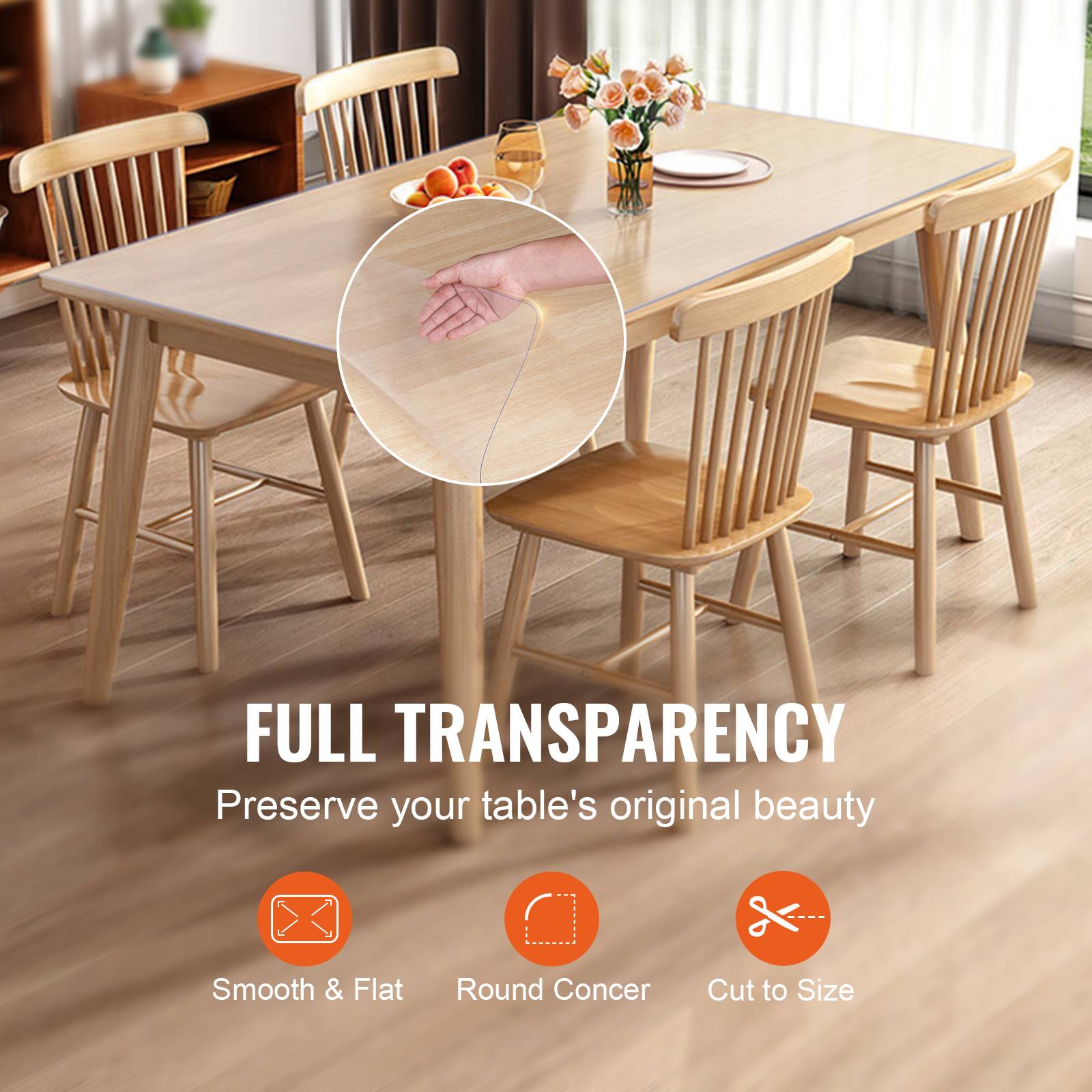 VEVOR Nappe Rectangle Transparente Protection de Table en PVC 92,5x45,7x1,5 mm - Image 5
