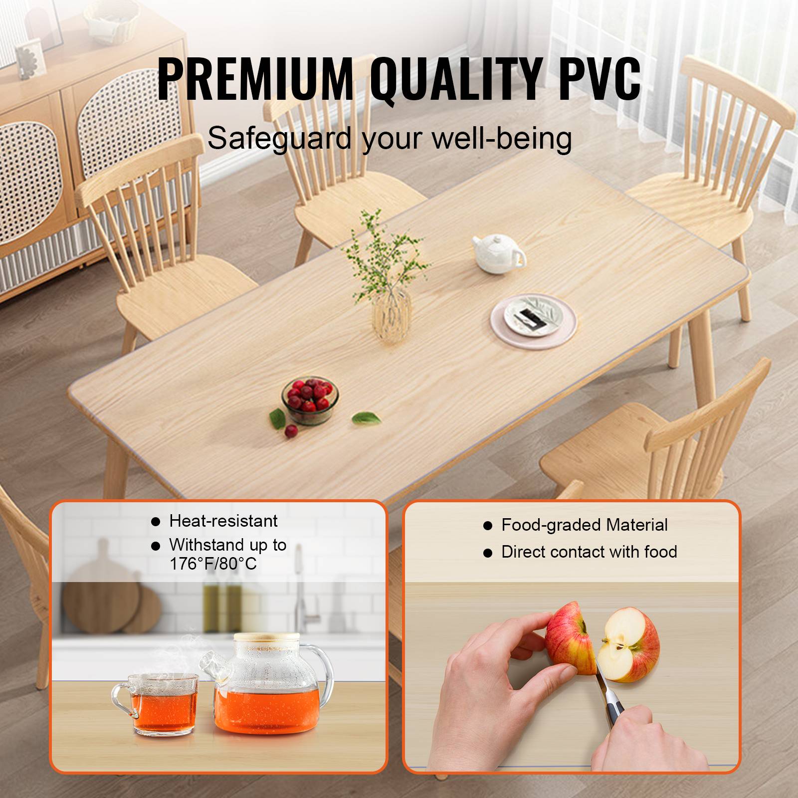 VEVOR Nappe Rectangle Transparente Protection de Table en PVC 92,5x45,7x1,5 mm - Image 3