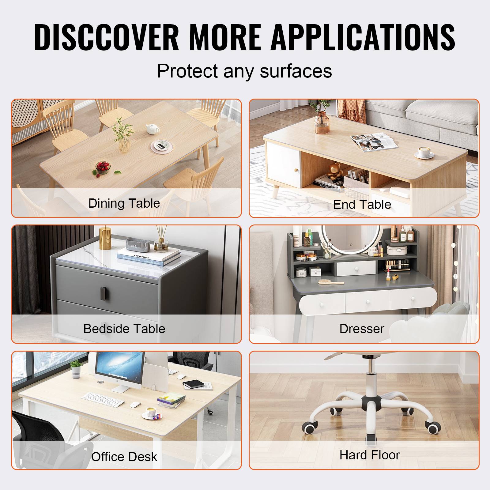 VEVOR Nappe Rectangle Transparente Protection de Table en PVC 92,5x45,7x1,5 mm - Image 6