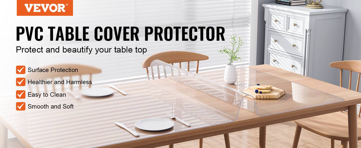 VEVOR Nappe Rectangle Transparente Protection de Table en PVC 92,5x45,7x1,5 mm - Image 9