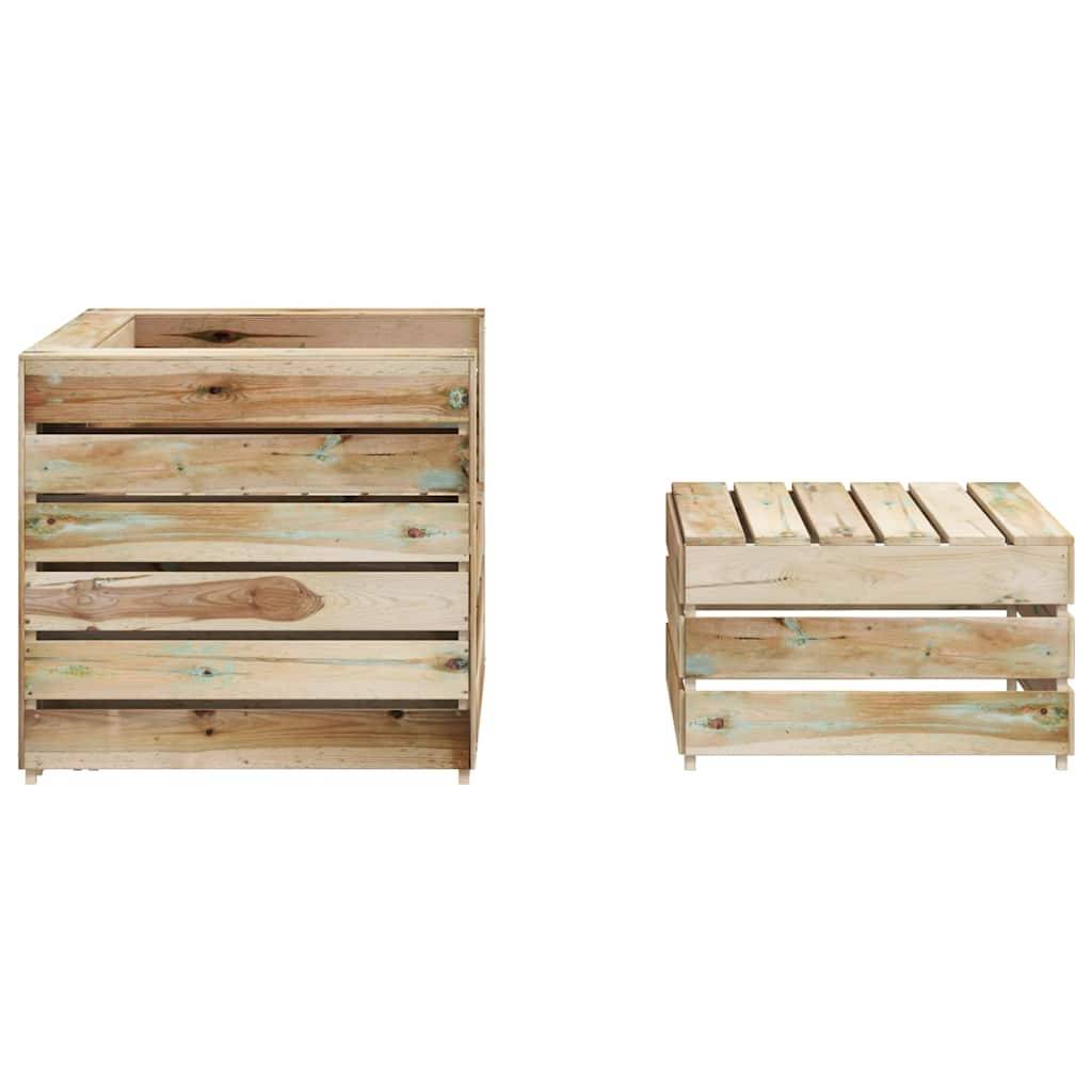 Salon de jardin palette 2 pcs | Mobilier d'extérieur Bois de pin imprégné Maison Chic - Image 4