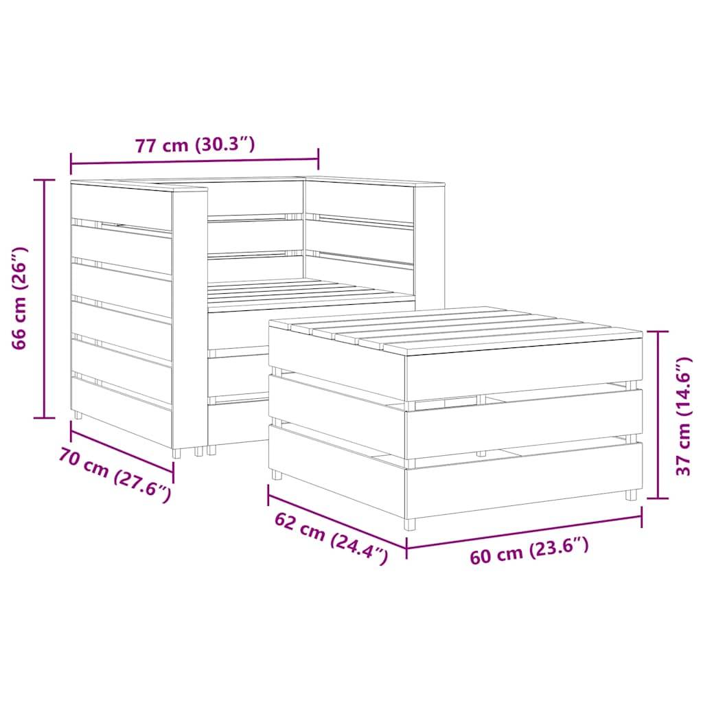 Salon de jardin palette 2 pcs | Mobilier d'extérieur Bois de pin imprégné Maison Chic - Image 7