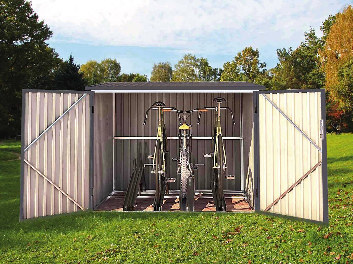 Habitat Et Jardin - Abri Jardin Métal 4 Vélos - 4,02m² - 203 X 198 X 157/142 Cm - Gris -habitat Et Jardin - Imagen 2