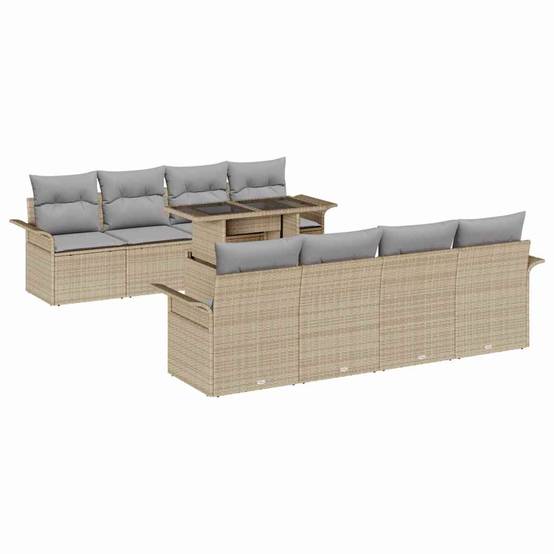 Salon de jardin 9 pièces Beige polyrotin modulable pour 8 convives – ComfortXL Outdoor Living - Image 2
