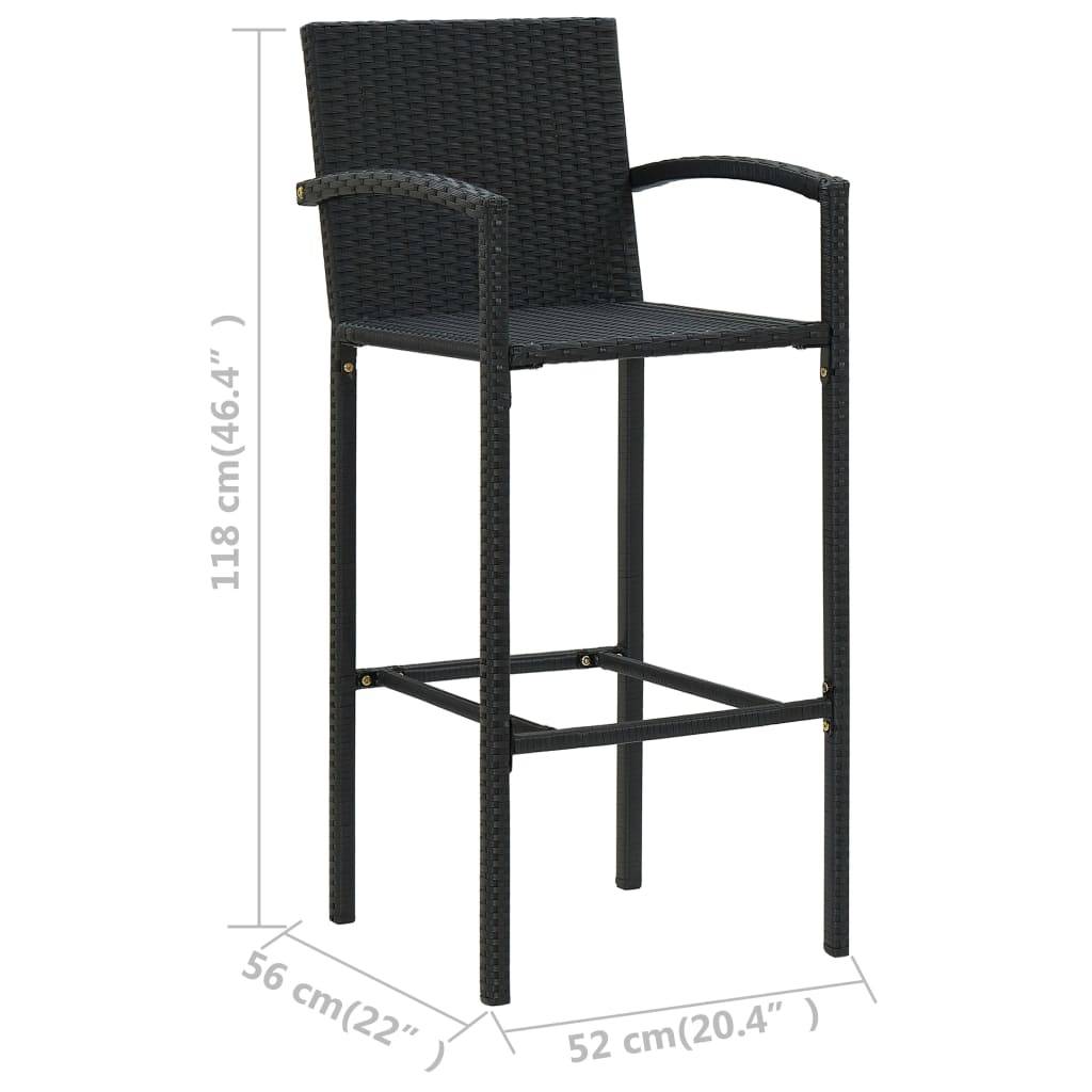 Helloshop26 - Ensemble de bar de jardin 3 pièces 120 x 55 x 110 cm noir - Imagen 7