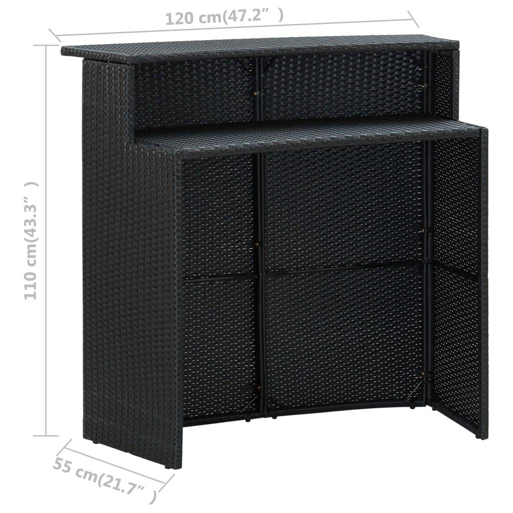 Helloshop26 - Ensemble de bar de jardin 3 pièces 120 x 55 x 110 cm noir - Imagen 6