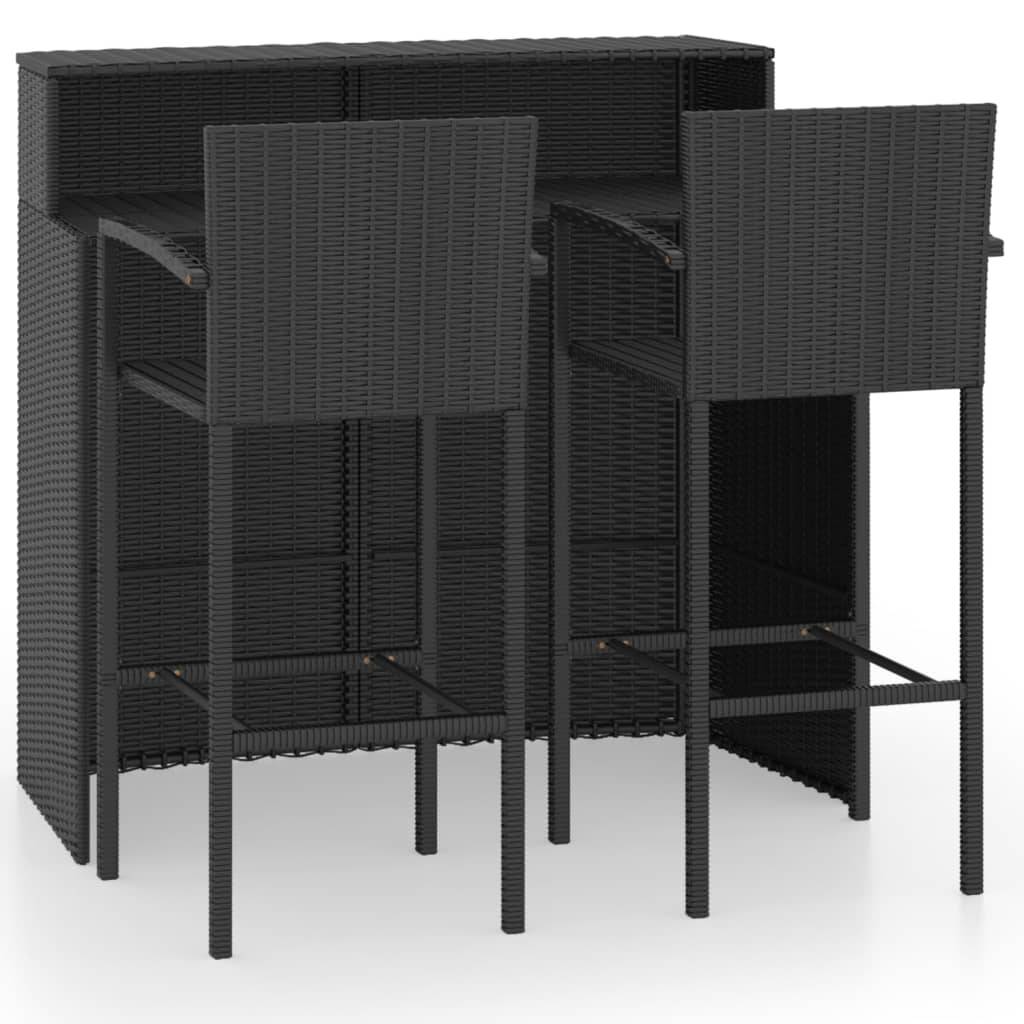 Helloshop26 - Ensemble de bar de jardin 3 pièces 120 x 55 x 110 cm noir - Imagen 1