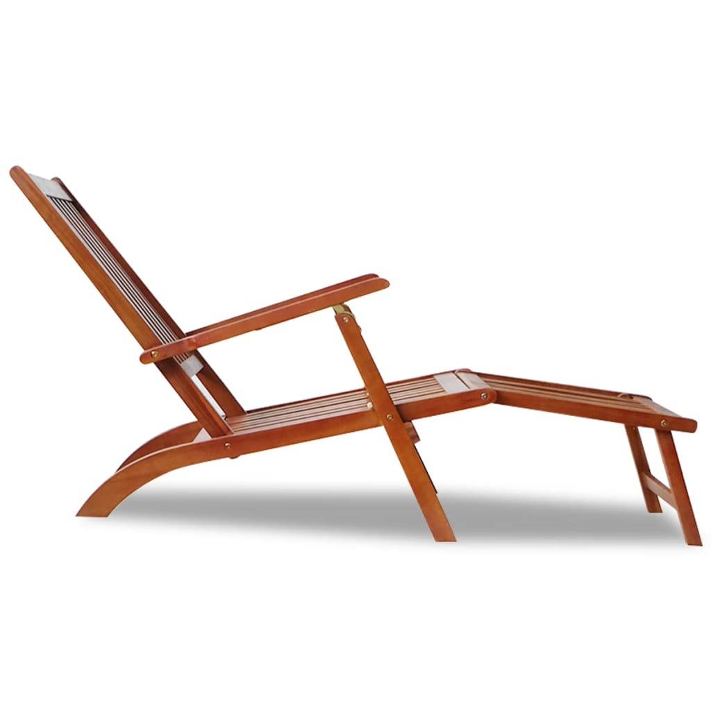 Helloshop26 - Transat chaise longue bain de soleil lit de jardin terrasse meuble d'extérieur avec repose-pied bois d'acacia solide - Imagen 3