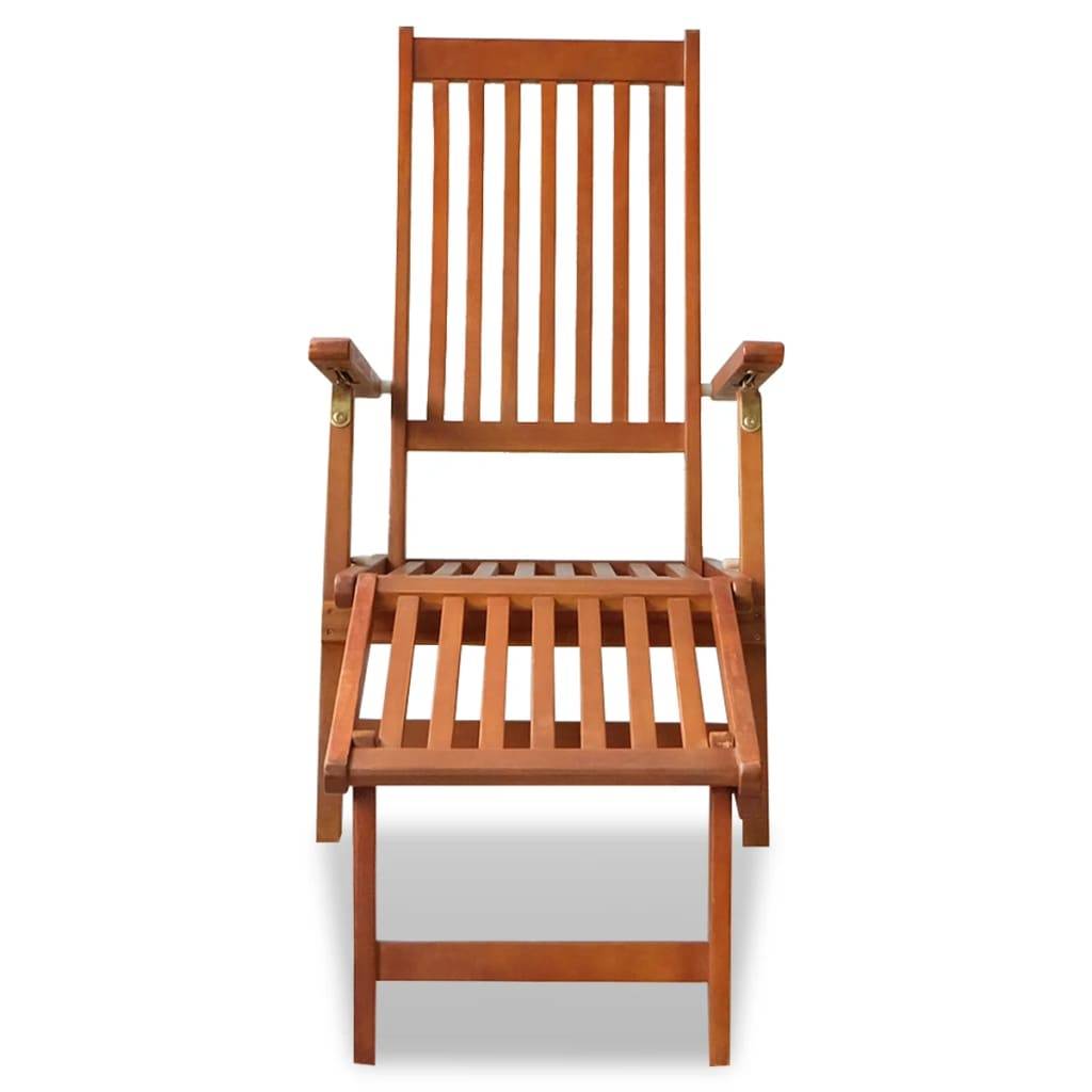 Helloshop26 - Transat chaise longue bain de soleil lit de jardin terrasse meuble d'extérieur avec repose-pied bois d'acacia solide - Imagen 2