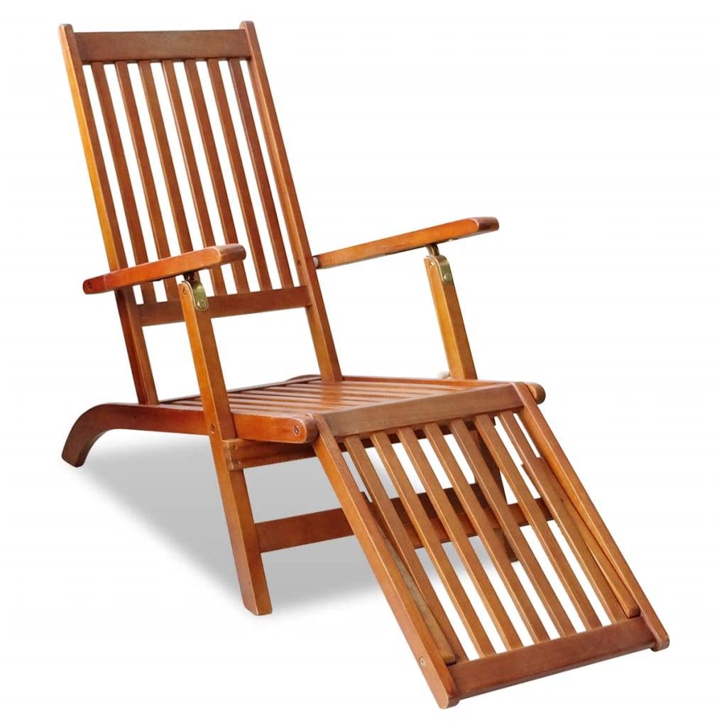 Helloshop26 - Transat chaise longue bain de soleil lit de jardin terrasse meuble d'extérieur avec repose-pied bois d'acacia solide - Imagen 6