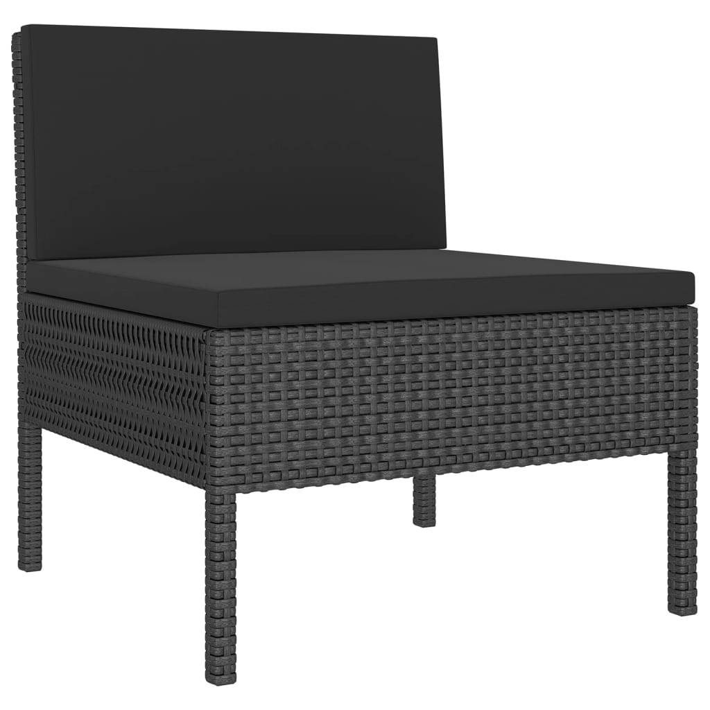 Helloshop26 - Salon de jardin meuble d'extérieur ensemble de mobilier 8 pièces avec coussins résine tressée noir - Imagen 3