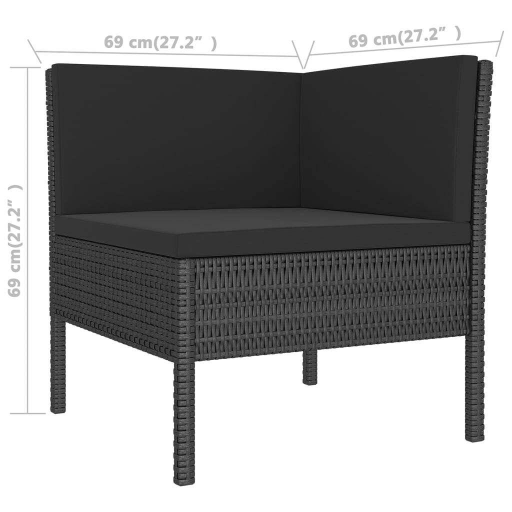 Helloshop26 - Salon de jardin meuble d'extérieur ensemble de mobilier 8 pièces avec coussins résine tressée noir - Imagen 6