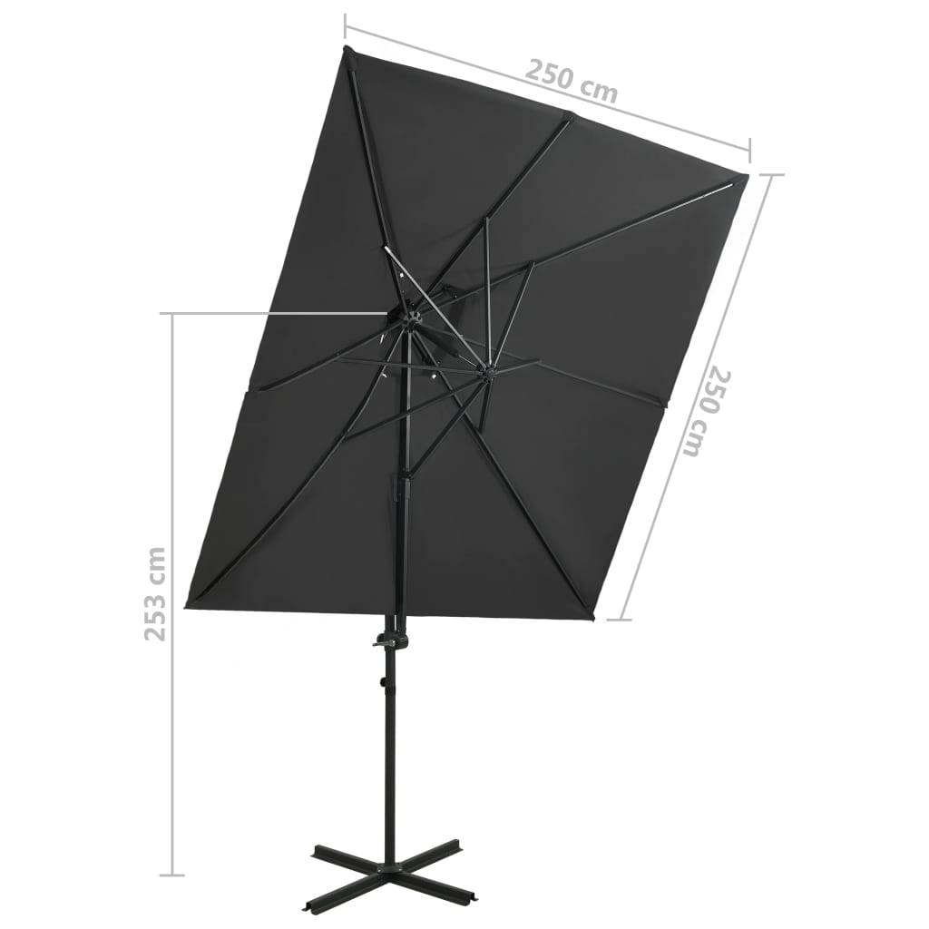 Helloshop26 - Parasol déporté à double toit 250 x 250 cm anthracite - Imagen 7