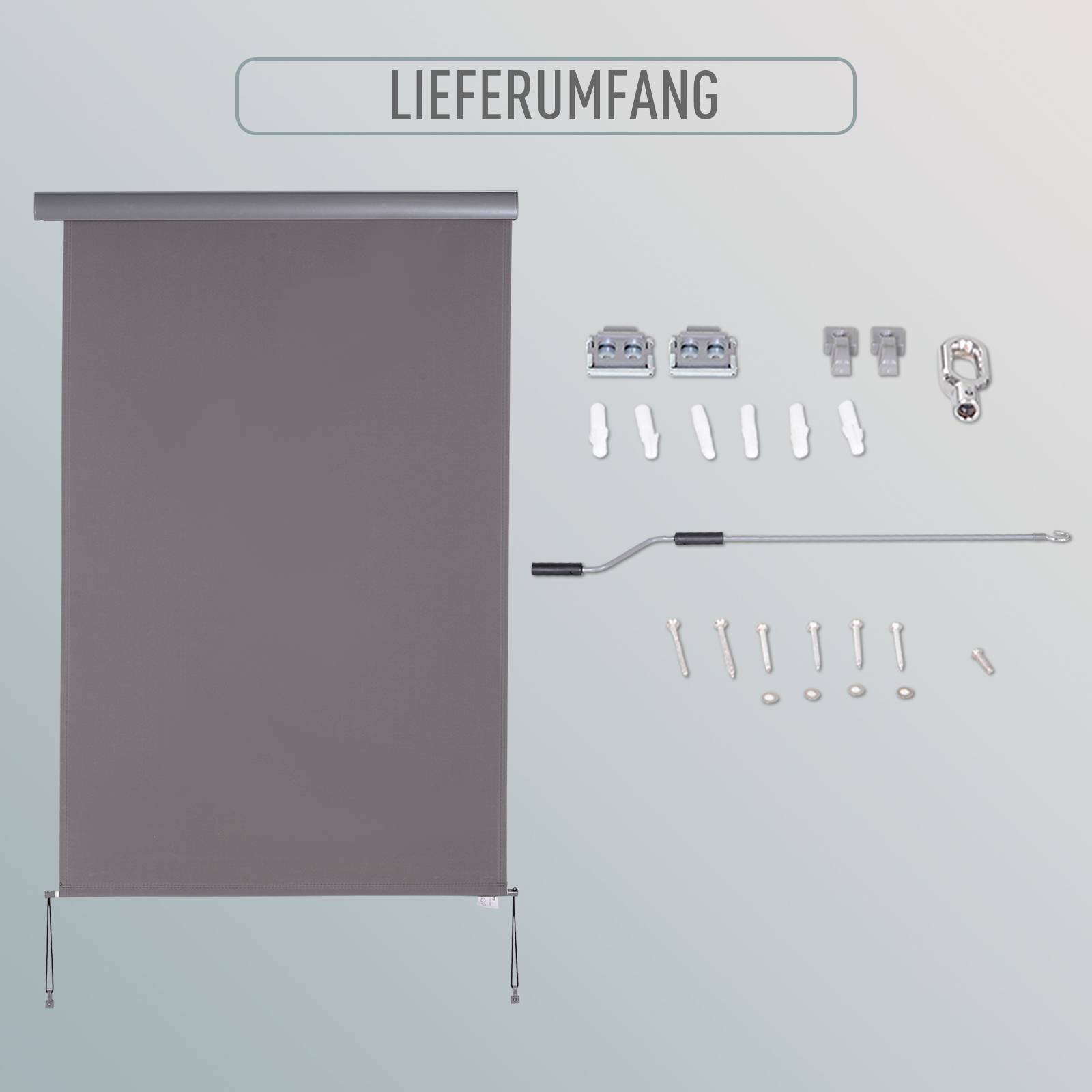 ComfortXL - Store vertical extérieur aluminium polyester gris 200 x 120 cm balcon terrasse protection solaire anti-UV - Image 6