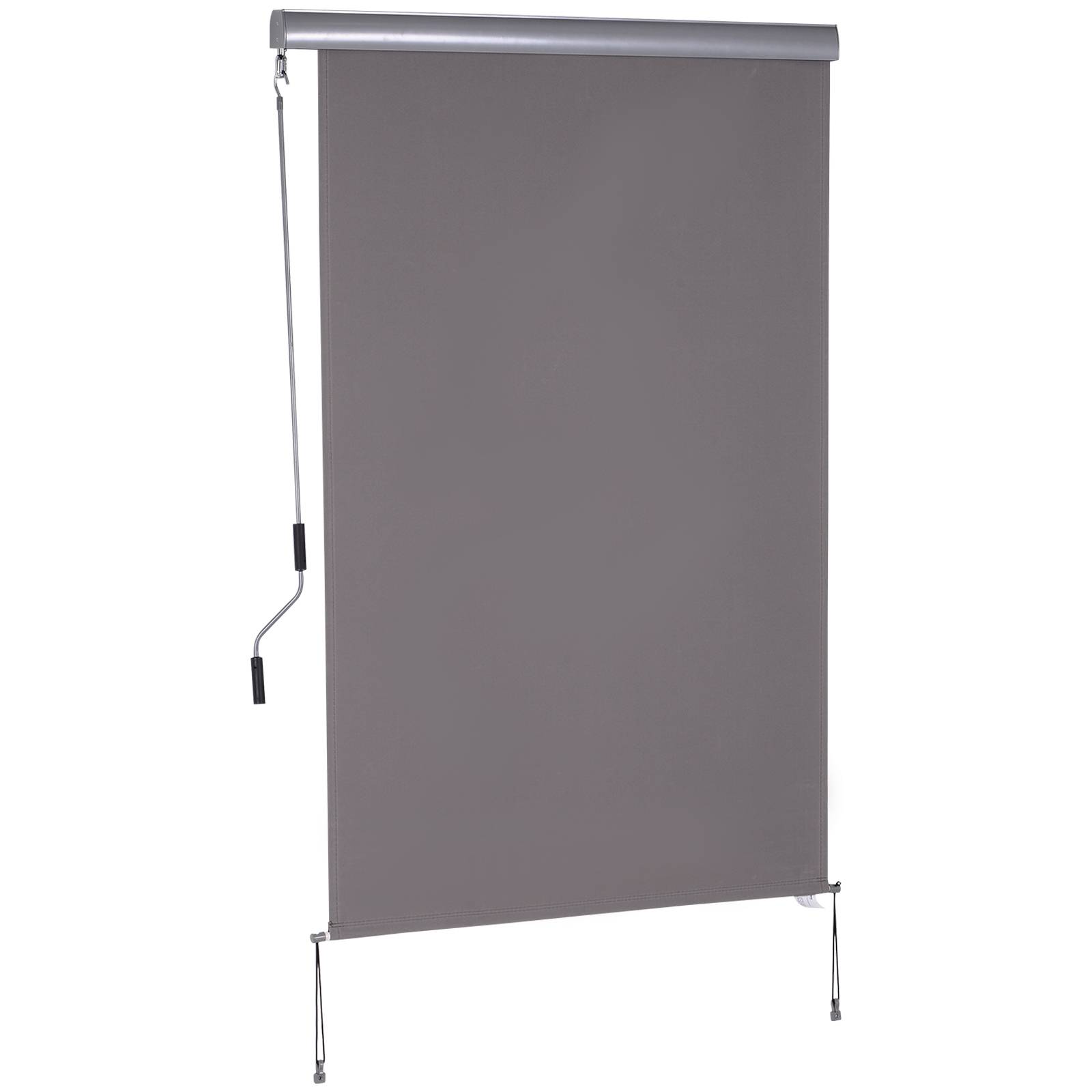 ComfortXL - Store vertical extérieur aluminium polyester gris 200 x 120 cm balcon terrasse protection solaire anti-UV - Image 2