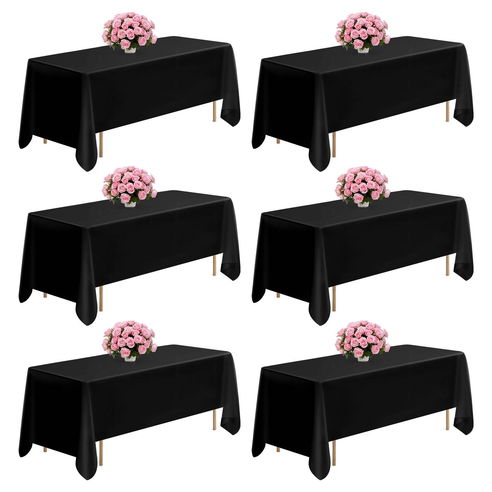 VEVOR Nappe rectangulaire noire en polyester 1778 x 3048 mm 6 pcs pour mariage