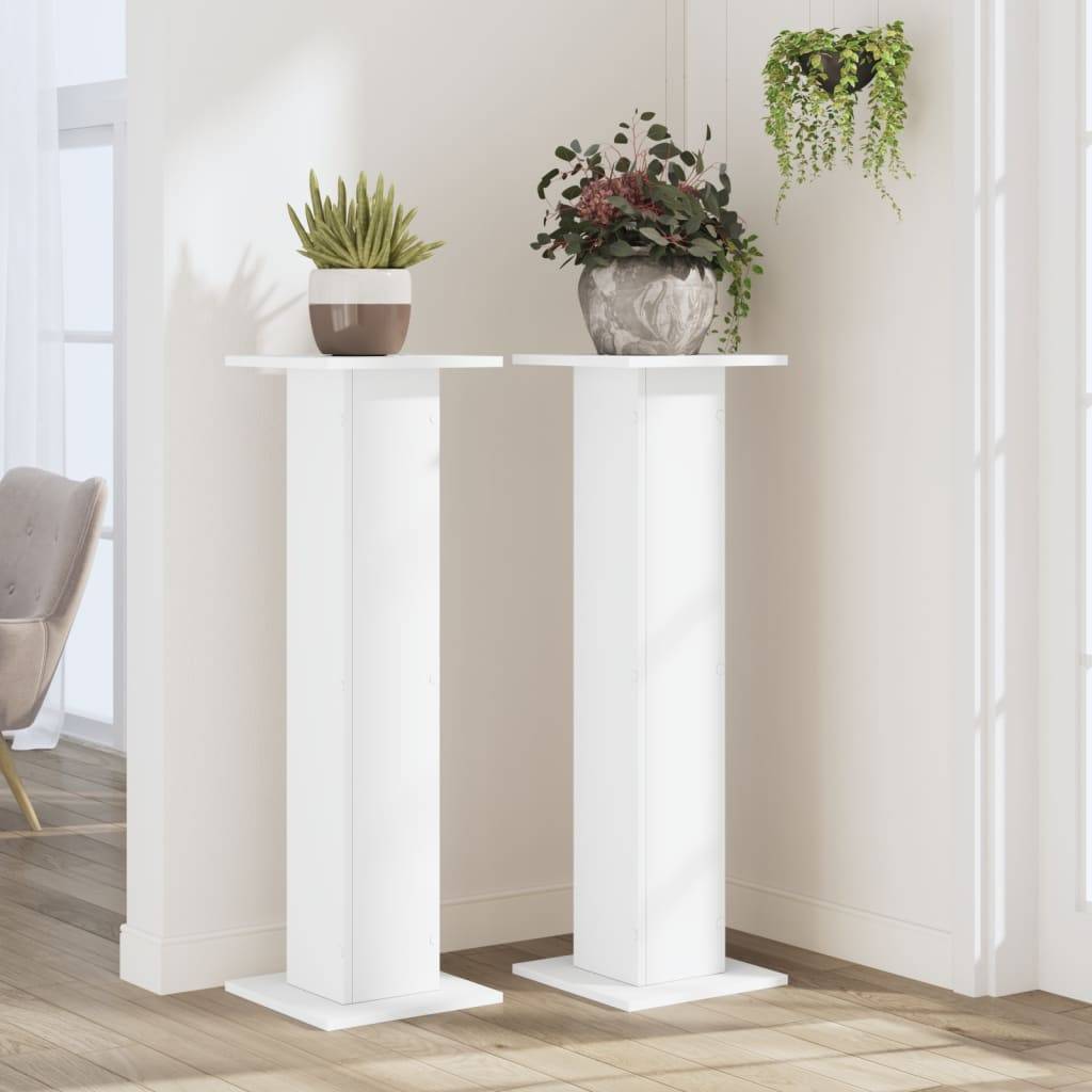 Vidaxl - Supports pour plantes 2 pcs blanc 30x30x95 cm bois d'ingénierie vidaXL 3307873 - Image 4