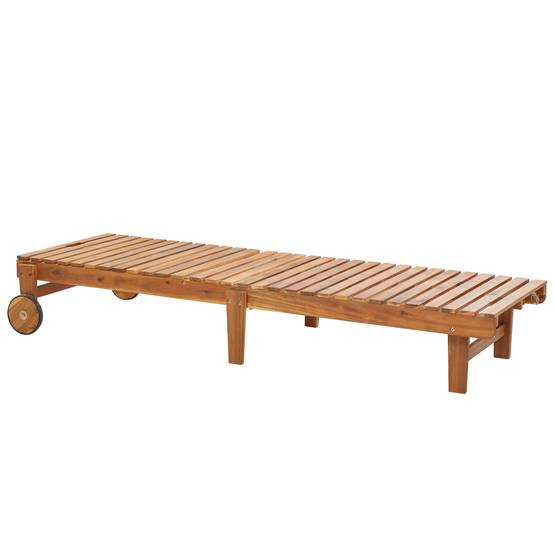 Chaise Longue en Bois Acacia Clair Transat Extérieur Pliable et Dossier Réglable Inclinable - Image 4