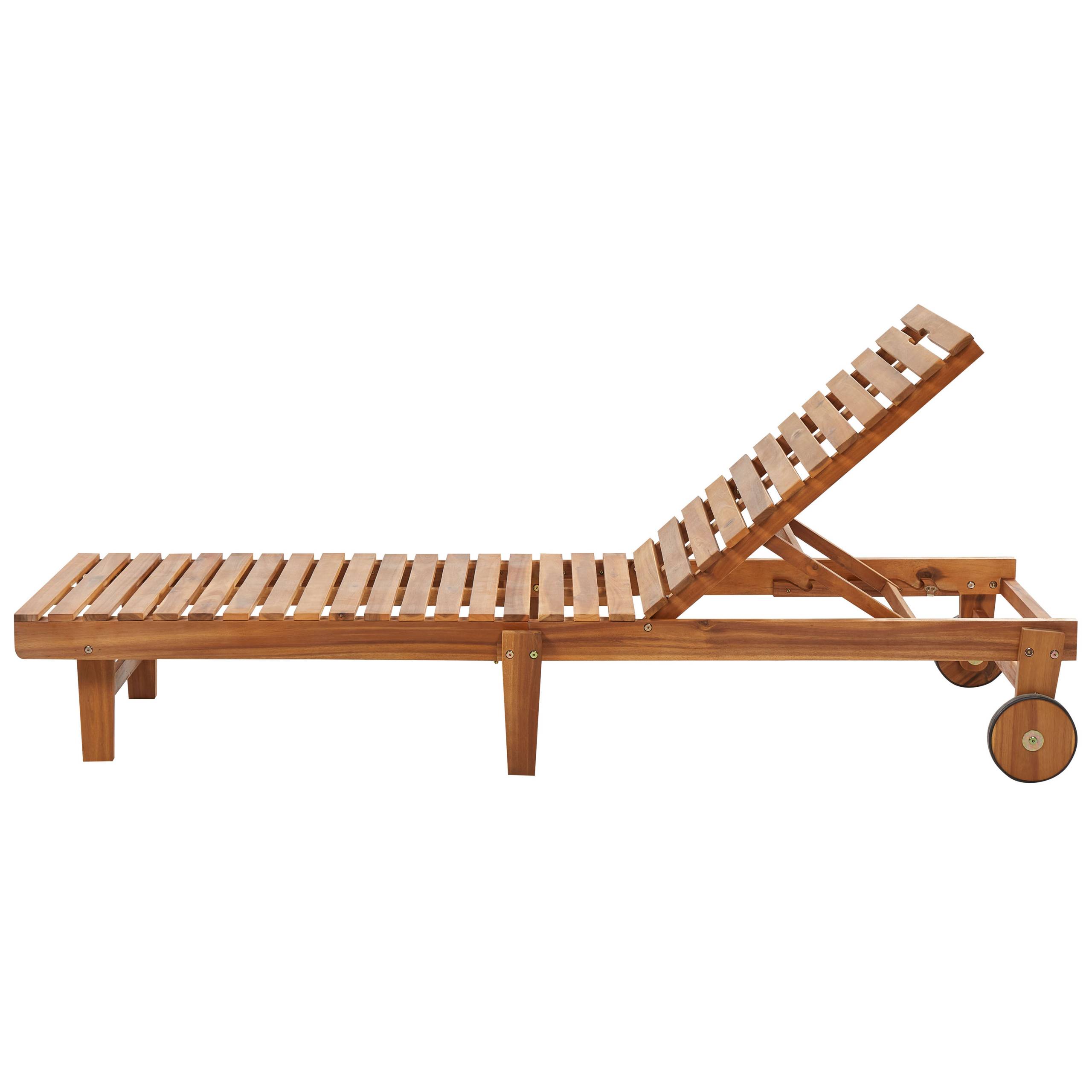 Chaise Longue en Bois Acacia Clair Transat Extérieur Pliable et Dossier Réglable Inclinable - Image 5