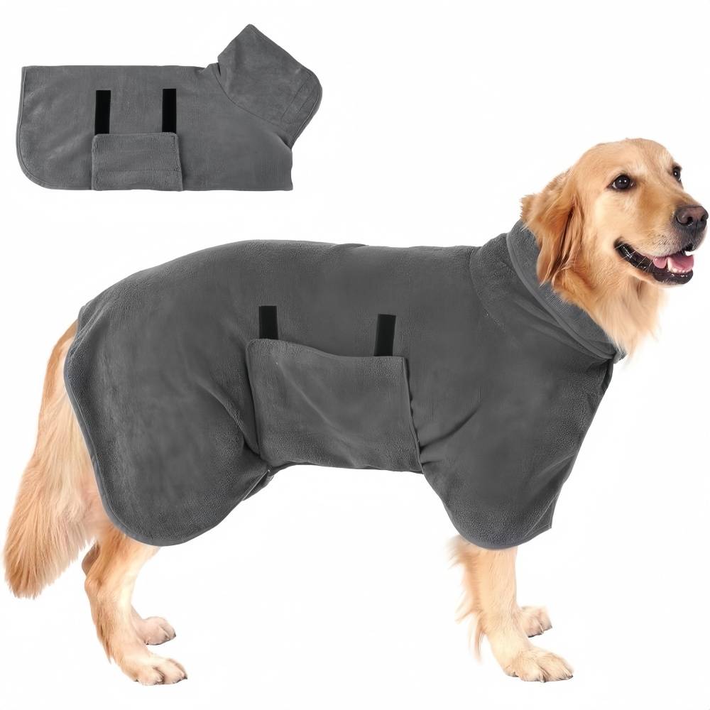 Peignoir Microfibre Gris Pour Chien Taille Variable - S - Image 1