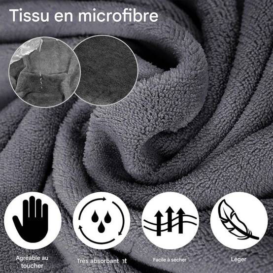 Peignoir Microfibre Gris Pour Chien Taille Variable - S - Image 4