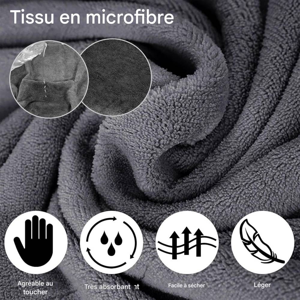 Peignoir Microfibre Gris Pour Chien Taille Variable - S - Image 4
