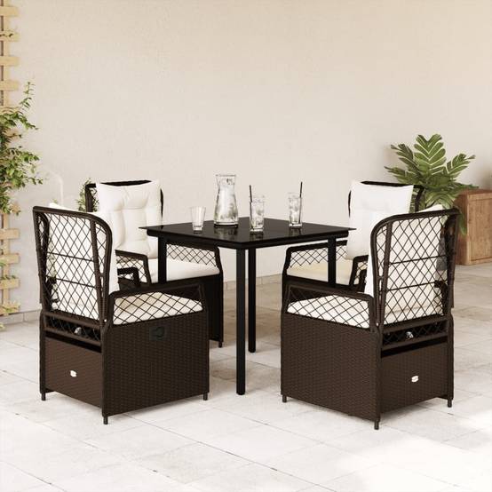 Salon de Jardin 4 Personnes Résine Tressée Marron, 4 Fauteuils Inclinables Confort – ComfortXL Outdoor Living - Image 1