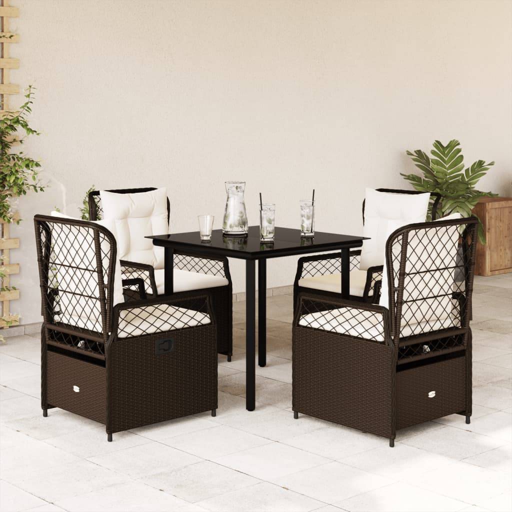 Salon de Jardin 4 Personnes Résine Tressée Marron, 4 Fauteuils Inclinables Confort – ComfortXL Outdoor Living - Image 1