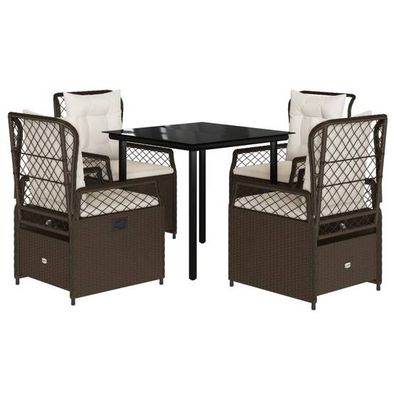 Salon de Jardin 4 Personnes Résine Tressée Marron, 4 Fauteuils Inclinables Confort – ComfortXL Outdoor Living - Image 2