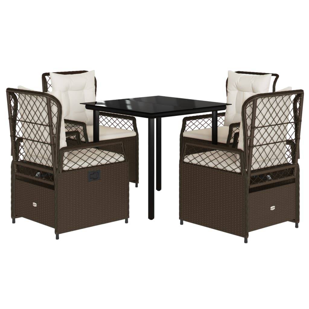 Salon de Jardin 4 Personnes Résine Tressée Marron, 4 Fauteuils Inclinables Confort – ComfortXL Outdoor Living - Image 2