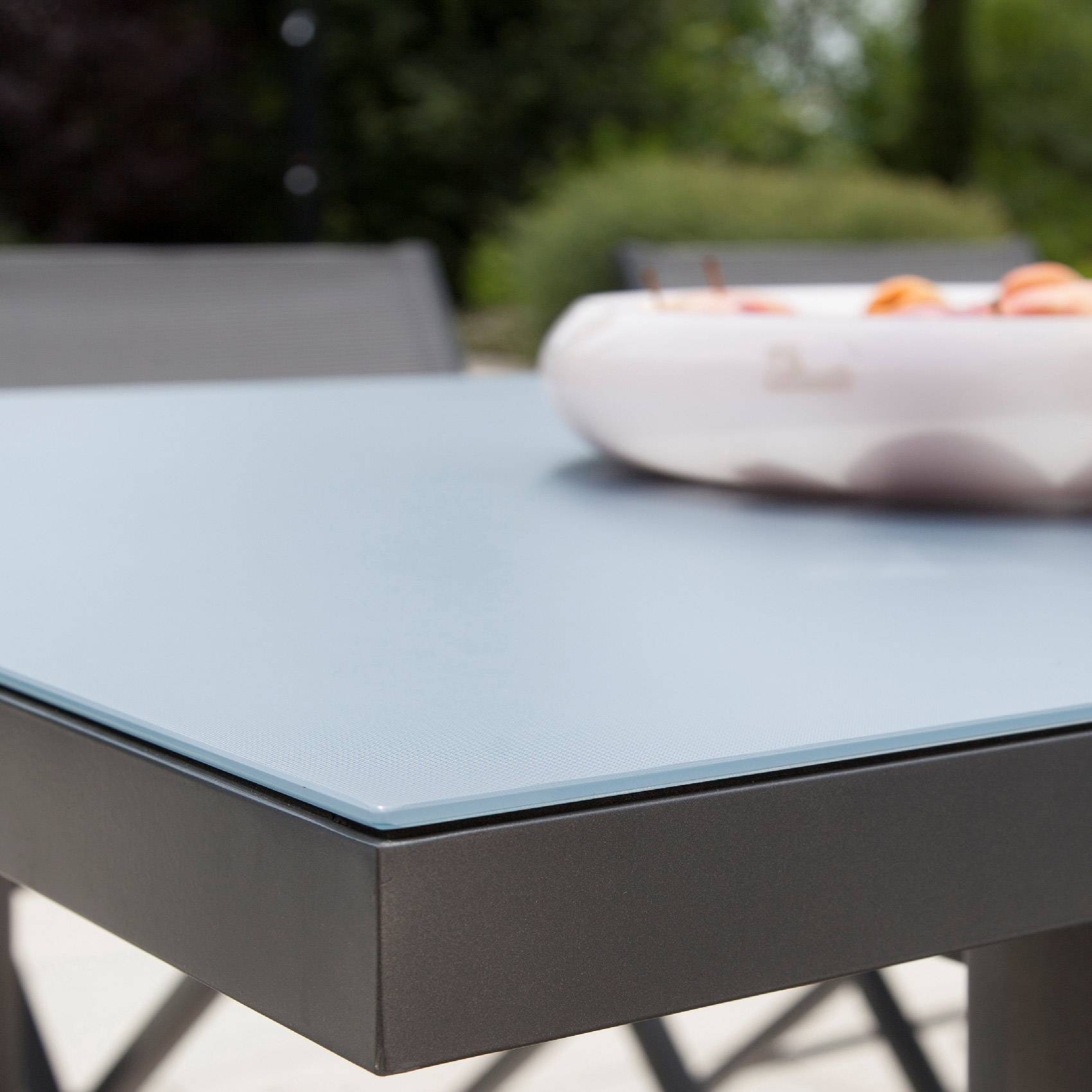 Table rectangulaire et extensible pour 6/8 personnes - JARDILINE - Aluminium - Gris anthracite - Imagen 2