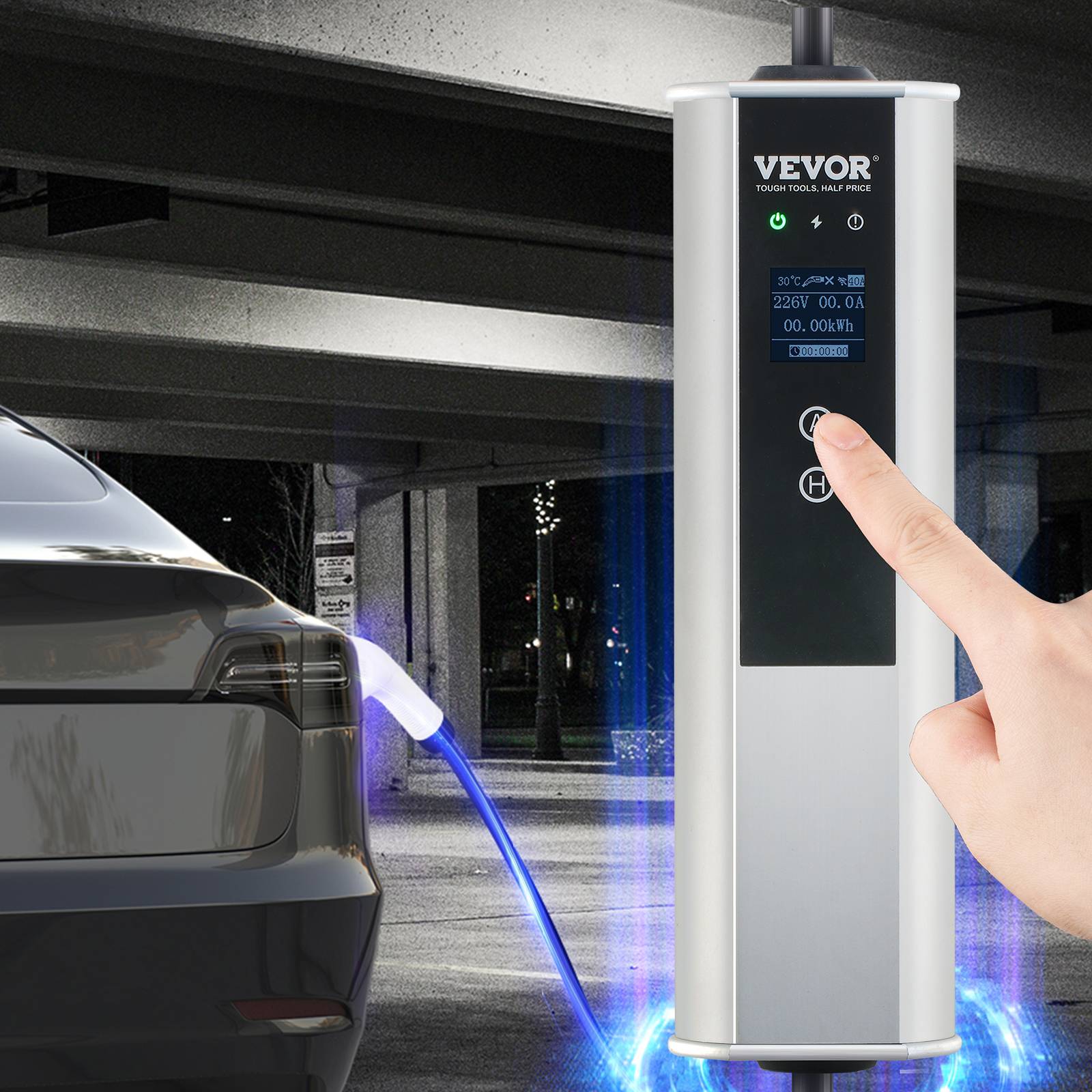 Vevor - VEVOR Chargeur EV portable Type 2 IEC6219, 32A 7,36 kW mono/22 kW tri, câble 7,5 m, LCD IP66. - Image 8