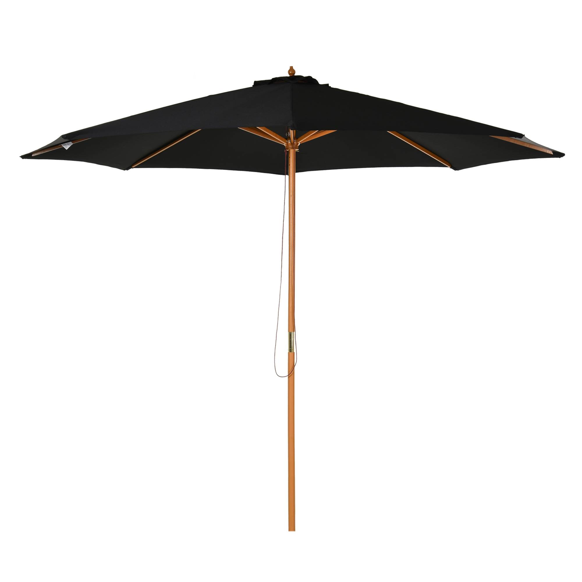 Parasol droit bois bambou jardin terrasse protection solaire anti-UV 300x250cm noir - ComfortXL Outdoor Living - Image 2