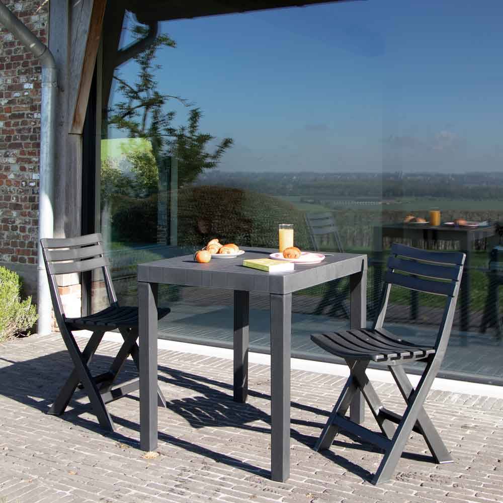 Wilsa Garden - Salon de jardin en résine anthracite 2 places CLUB - Imagen 1