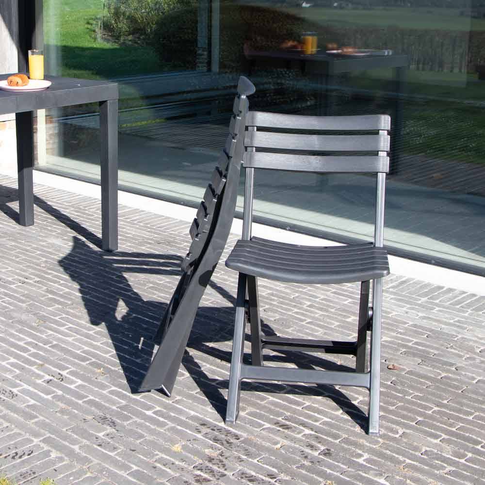 Wilsa Garden - Salon de jardin en résine anthracite 2 places CLUB - Imagen 4