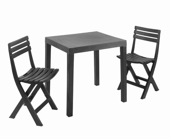 Wilsa Garden - Salon de jardin en résine anthracite 2 places CLUB - Imagen 2