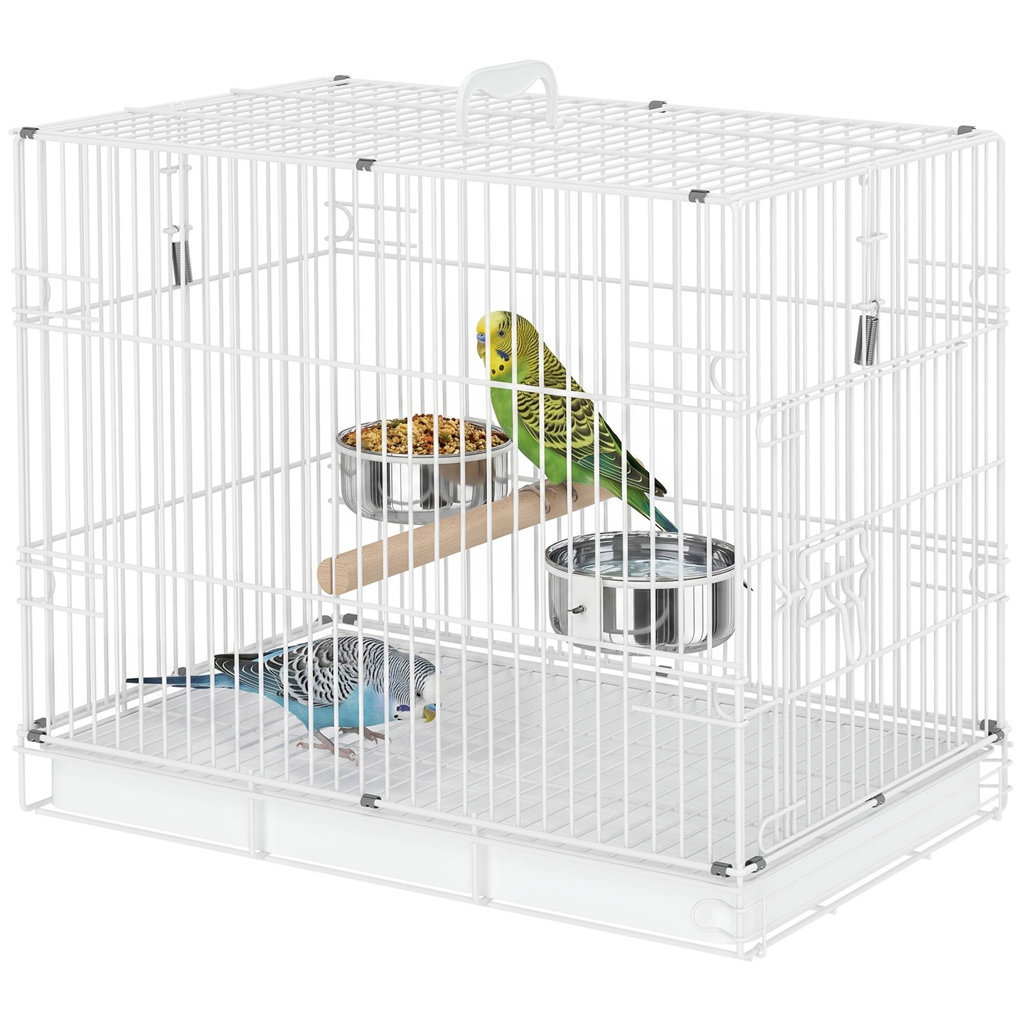 Cage pliable portable pour voyages, perchoir bois et gamelles inox, petits oiseaux - Image 2