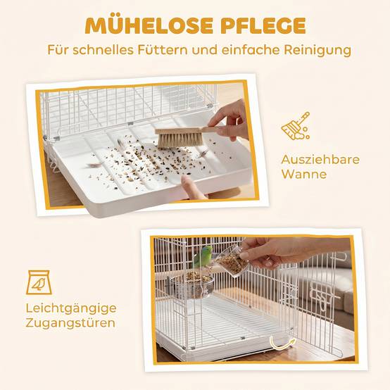 Cage pliable portable pour voyages, perchoir bois et gamelles inox, petits oiseaux - Image 8