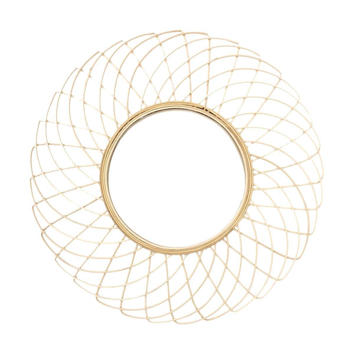 Miroir Rond Déco Rosace en Bambou Ø90cm - RINGA - Image 1