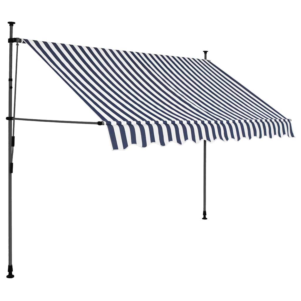 ComfortXL - Store Terrasse à LED Solaire Manuel sans Perçage Rétractable Hauteur Réglable Bleu Blanc 250x120 cm – ComfortXL Outdoor Living - Image 2
