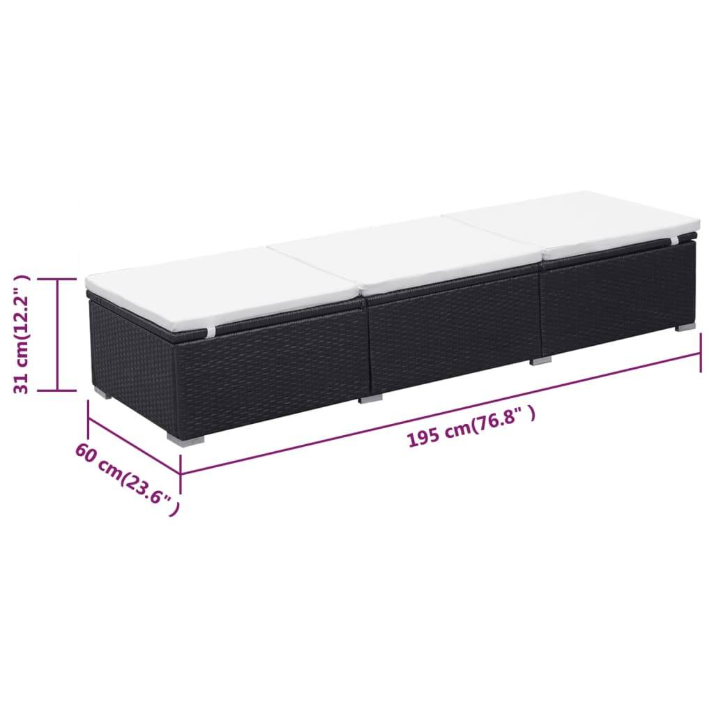 Vidaxl - Chaise longue avec coussin Résine tressée Noir vidaXL 44404 - Imagen 3