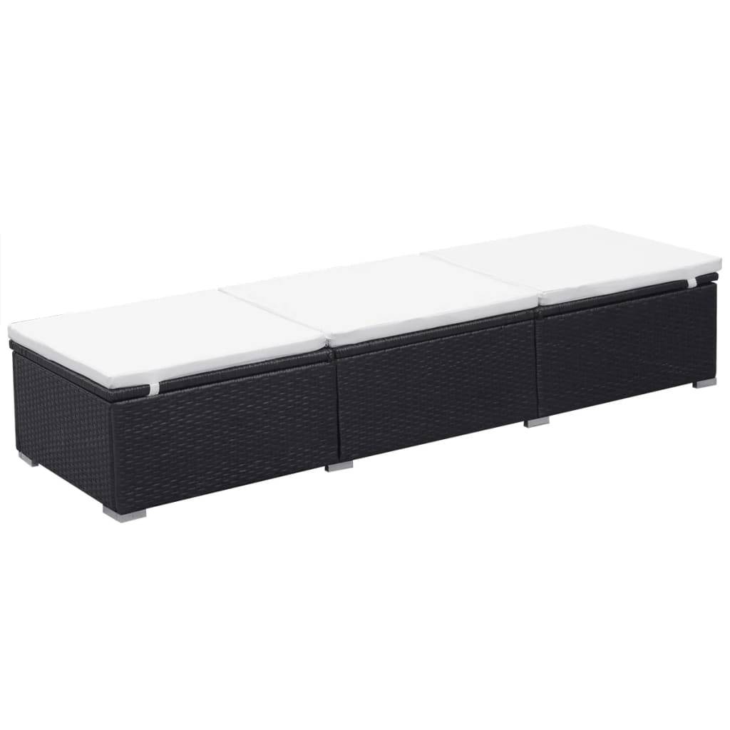 Vidaxl - Chaise longue avec coussin Résine tressée Noir vidaXL 44404 - Imagen 2