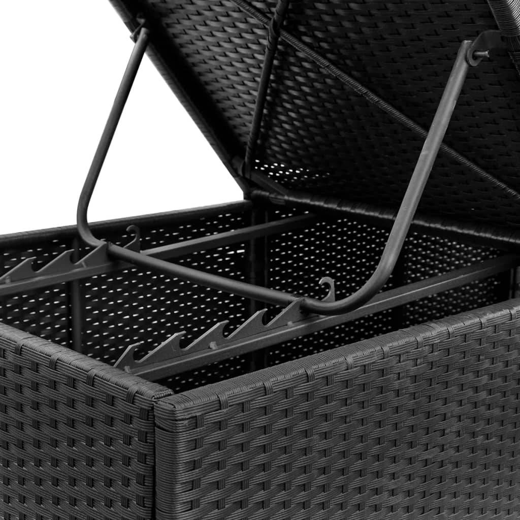 Vidaxl - Chaise longue avec coussin Résine tressée Noir vidaXL 44404 - Imagen 4
