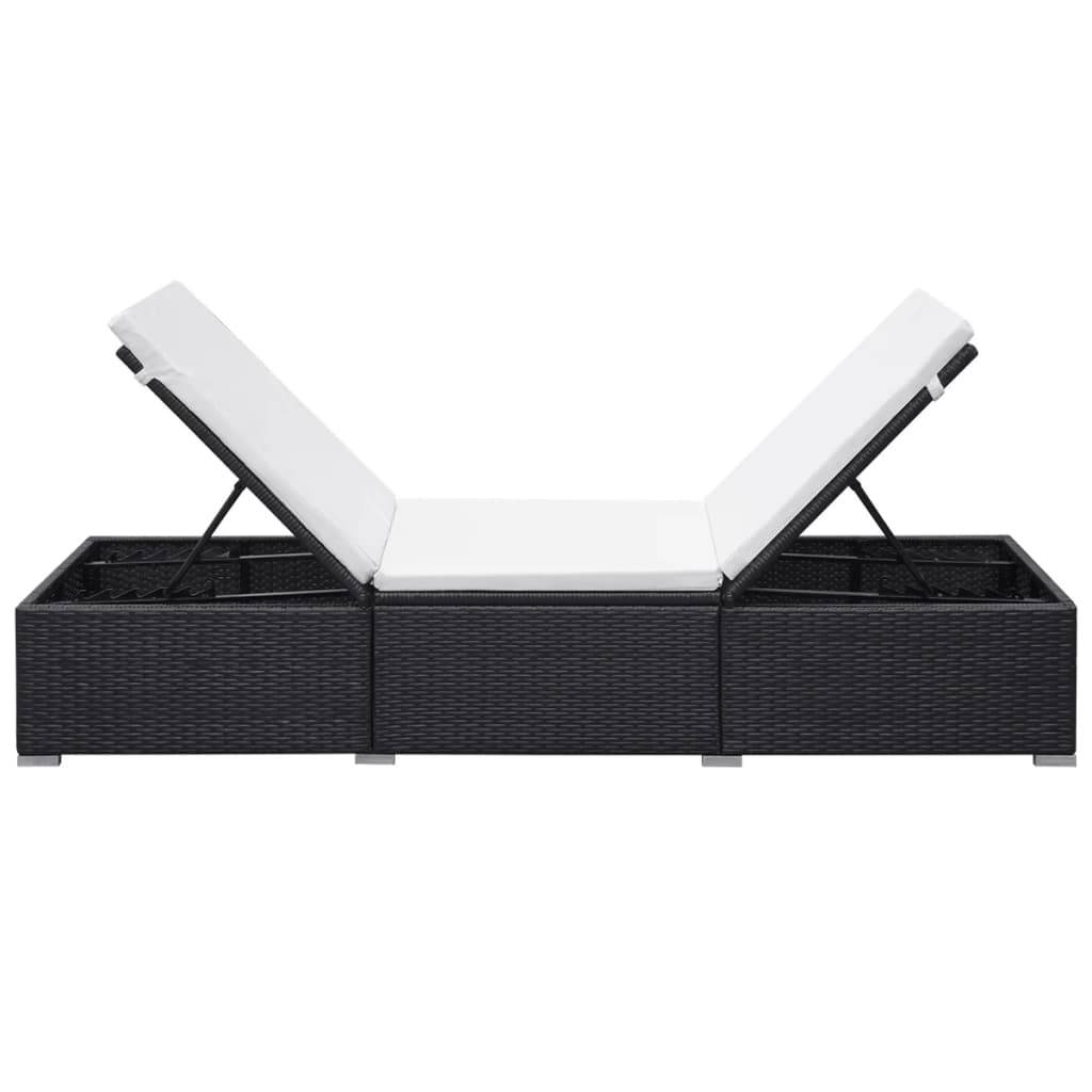 Vidaxl - Chaise longue avec coussin Résine tressée Noir vidaXL 44404 - Imagen 6