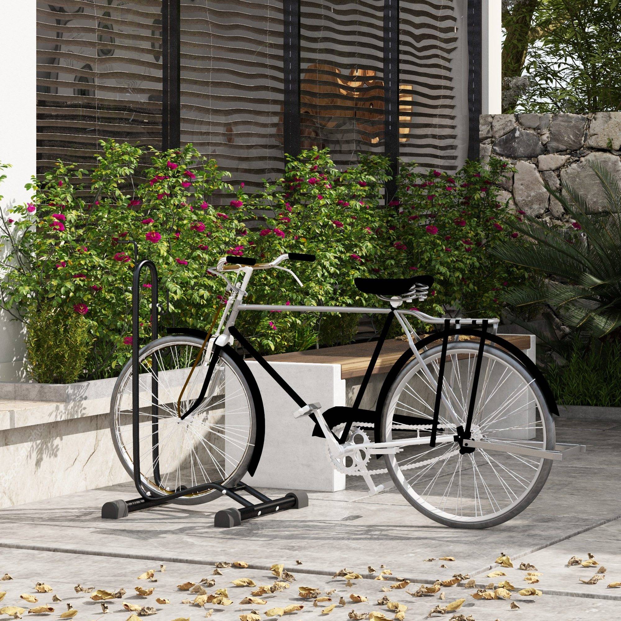 Support de vélo vertical/horizontal pour vélos 24-29 pouces (700c), 41 x 41 x 76-121 cm, acier, noir - Image 4