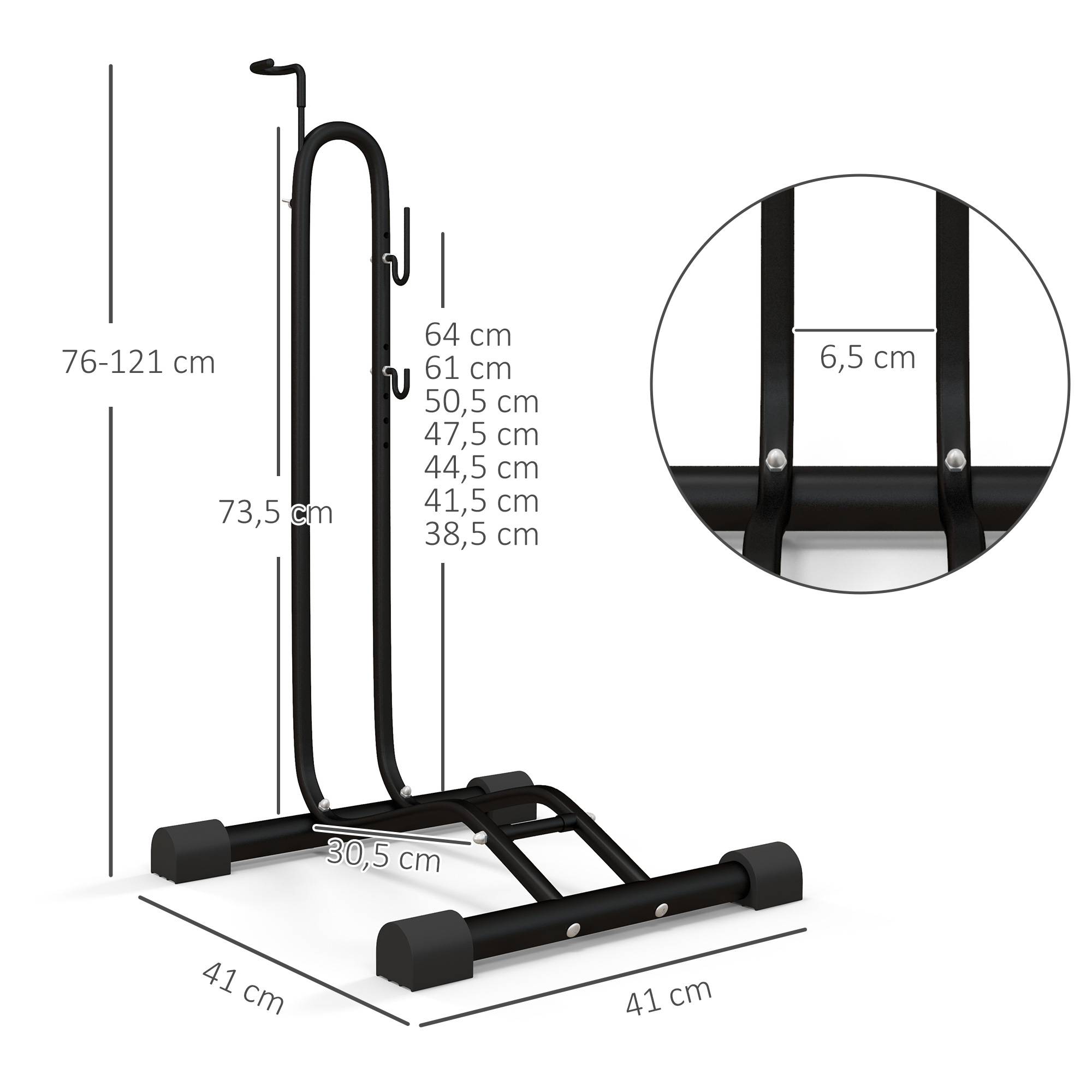 Support de vélo vertical/horizontal pour vélos 24-29 pouces (700c), 41 x 41 x 76-121 cm, acier, noir - Image 5