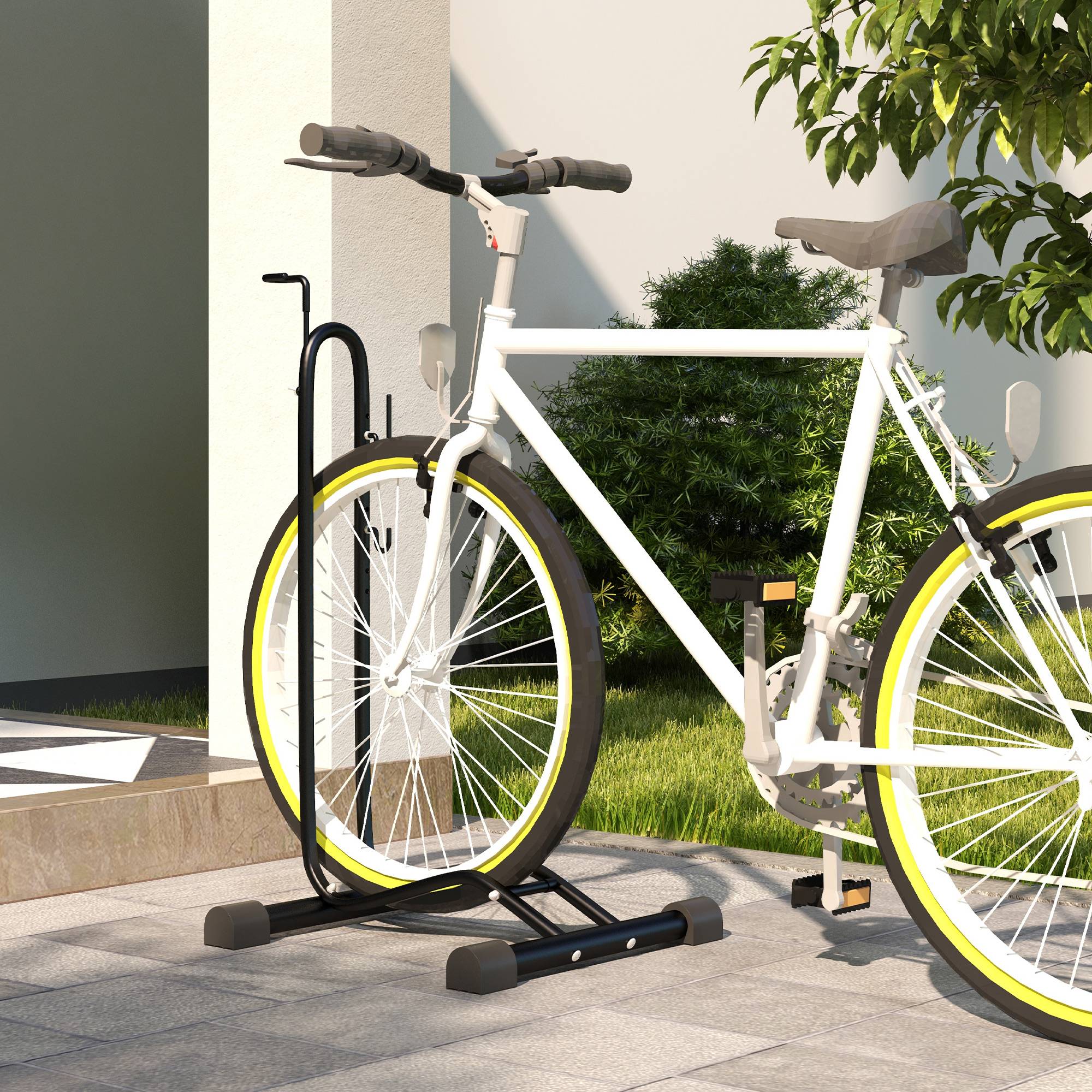 Support de vélo vertical/horizontal pour vélos 24-29 pouces (700c), 41 x 41 x 76-121 cm, acier, noir - Image 3
