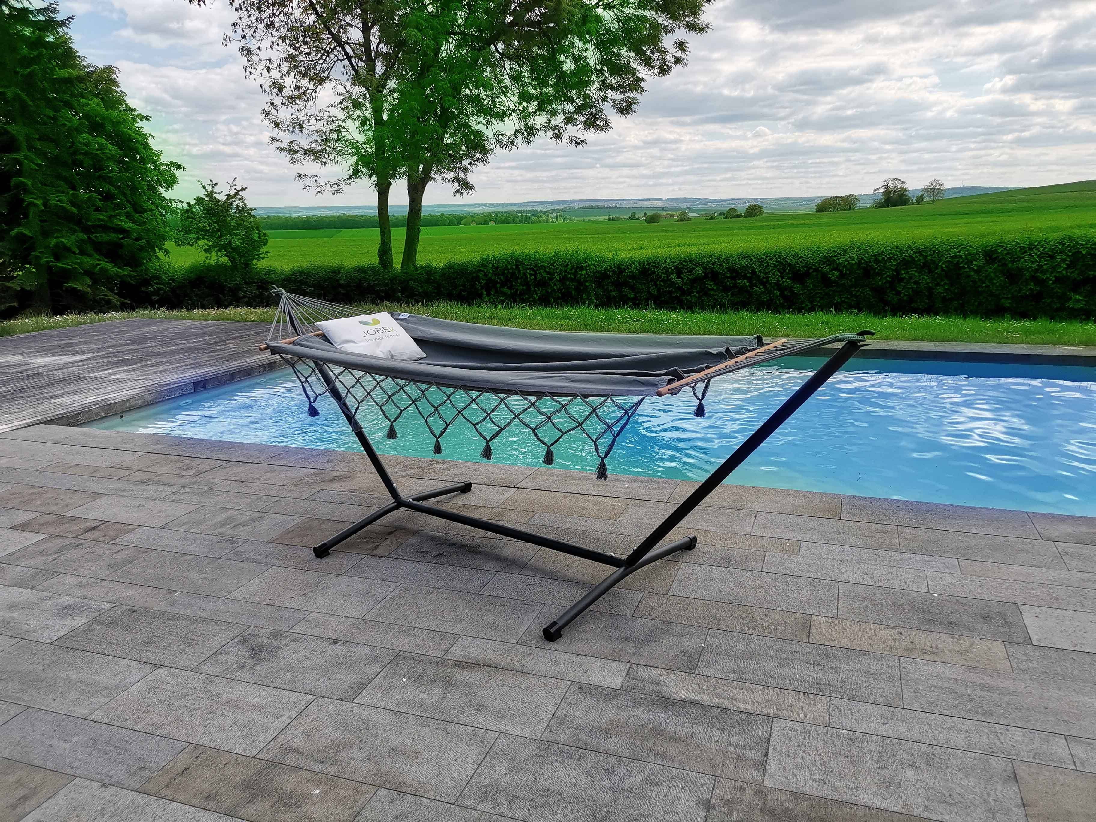 Jobek - Set METALIK GRAPHIK 300x140x95 cm Anthracite à Franges certifié 140x200 certifié FSC 100% JOBEK - Imagen 2