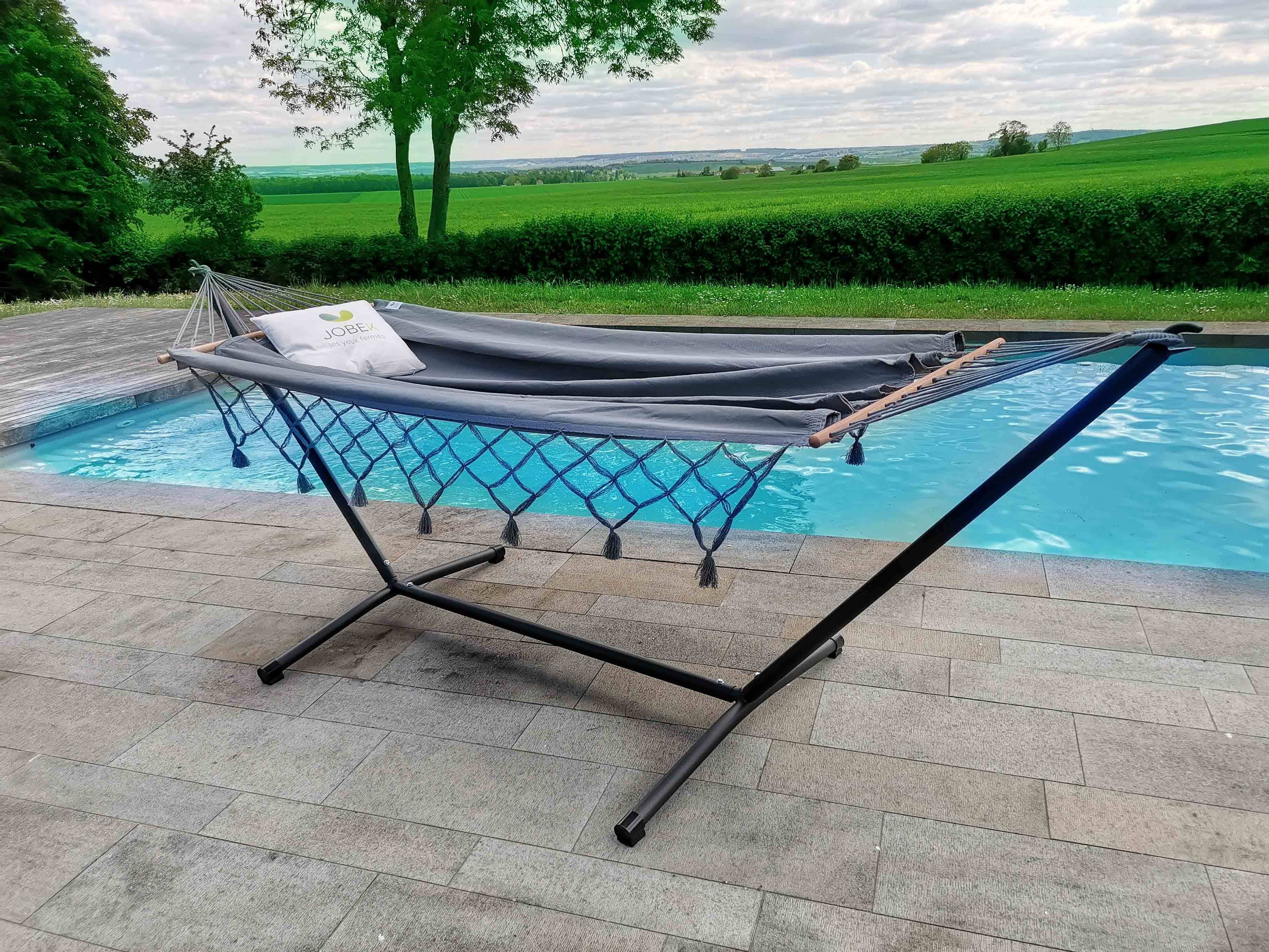 Jobek - Set METALIK GRAPHIK 300x140x95 cm Anthracite à Franges certifié 140x200 certifié FSC 100% JOBEK - Image 3