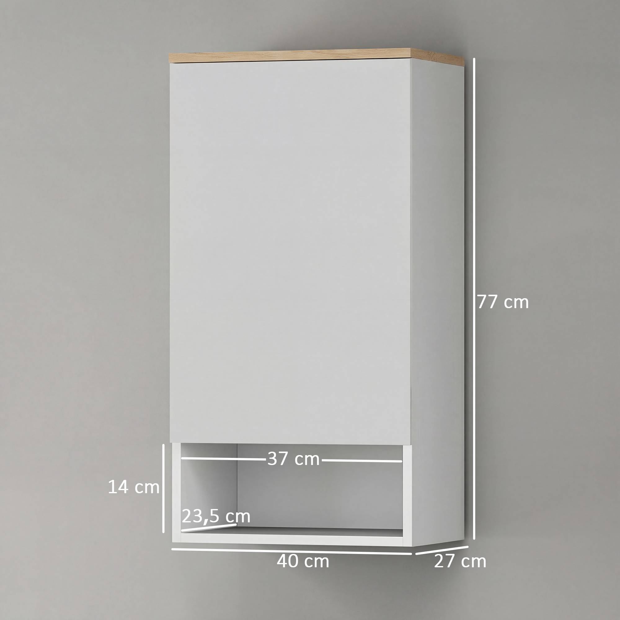 Sans Marque - Meuble salle bain mural meuble salle bain étagères réglables compartiment ouvert bois blanc - Image 5